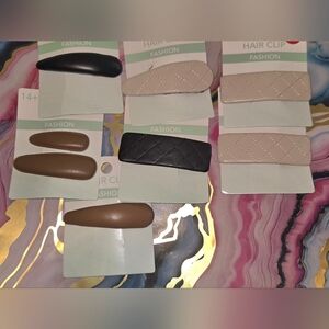 Quilted and Leather-Look Fashion Hair Clips - Black, Beige, Brown